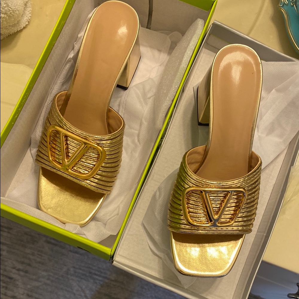 Gold Slide Sandals